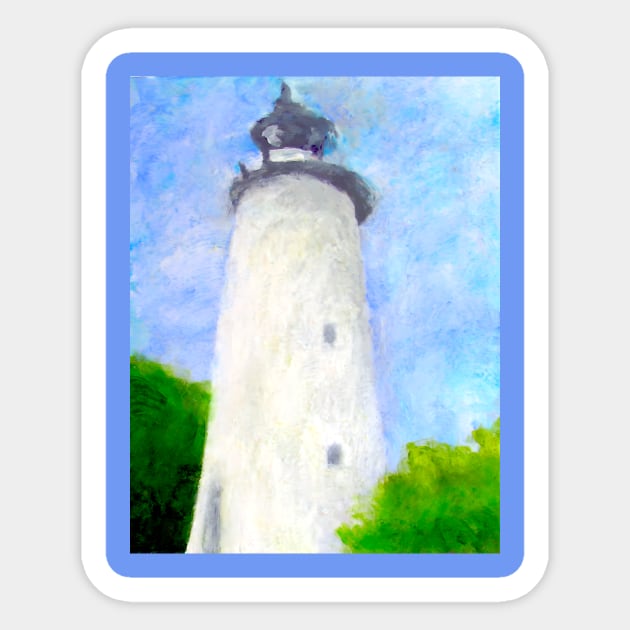 Lighthouse Ocracoke Island North Carolina Sticker by DonWillisJrArt